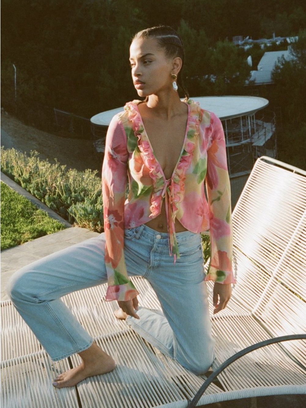 With Jean | Floral Fifi top (Size Medium)